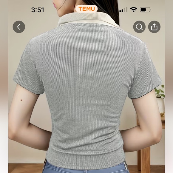 Temu Grey Baby Tee - Picture 2 of 4